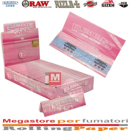 Elements Rosa 1 1/4 Medium Zigarettenpapier Pink Edition Box 25 Heftchen