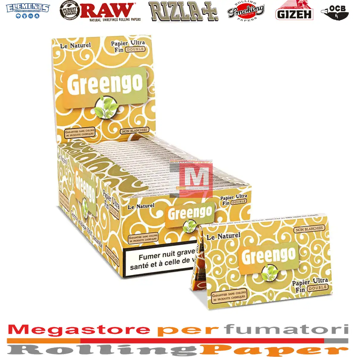 Greengo Classic Regular Zigarettenpapier Box Doppelfenster 25 Heftchen