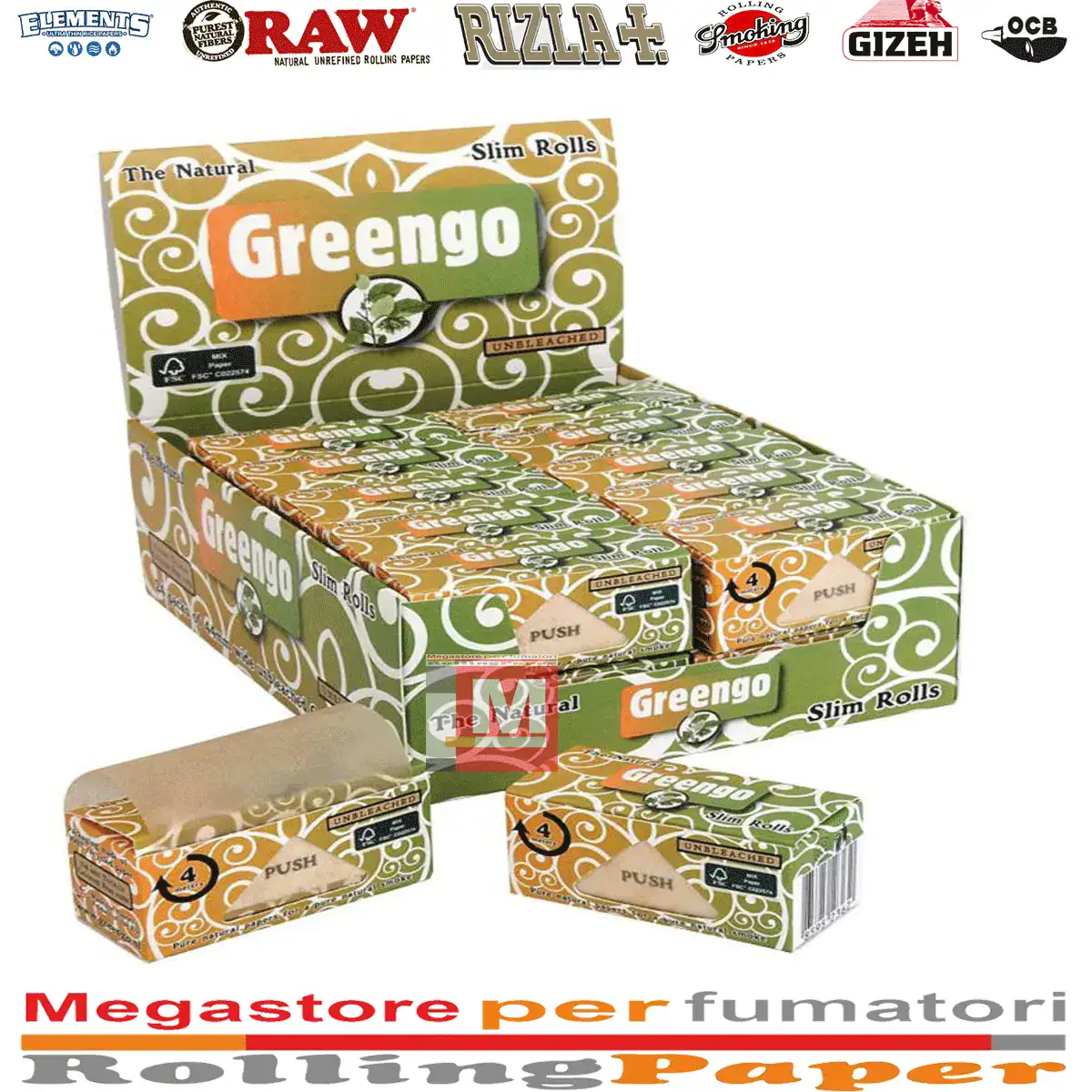 Greengo Bio-Hanf Rolls Slim Endlospapier Box 24 Rollen