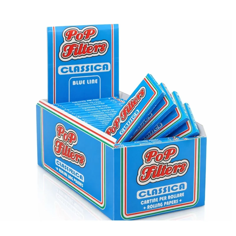 POP Blau Line Regular Zigarettenpapier Box 50 Heftchen