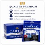 Filtri Cartel Lungo Slim 6mm 22mm Size Long – 30 Bustine da 100 Filtrini (Totale 3000 Filtri Originali) , 3