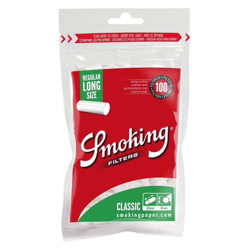 Smoking Klassisch Regular Lang Eindrehfilter 8x22mm Box 20 Beutel