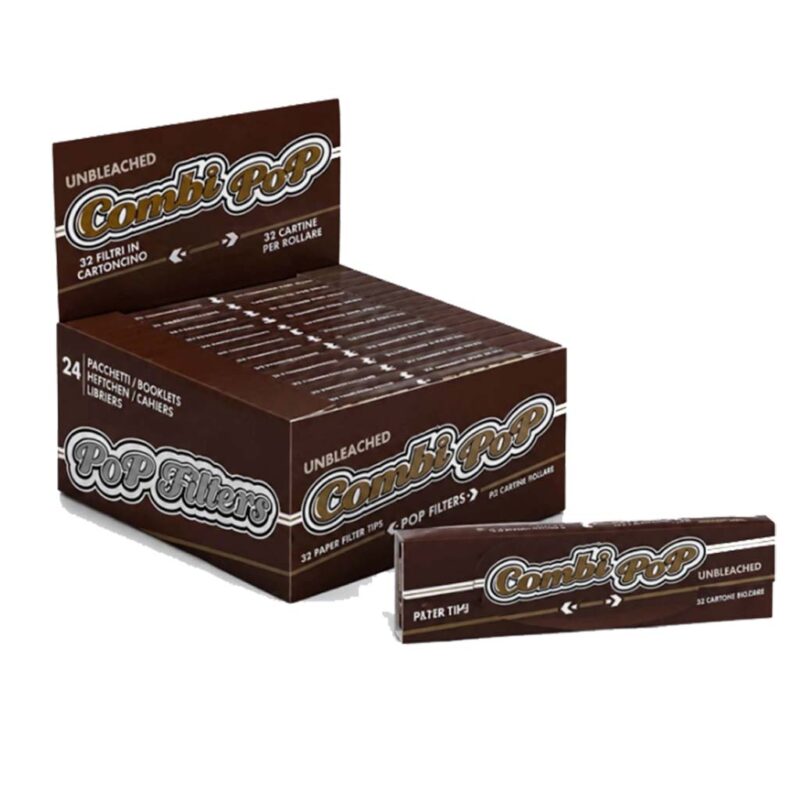 POP Ungebleicht King Size Slim Longpapers mit Filter Tips Box 24 Heftchen