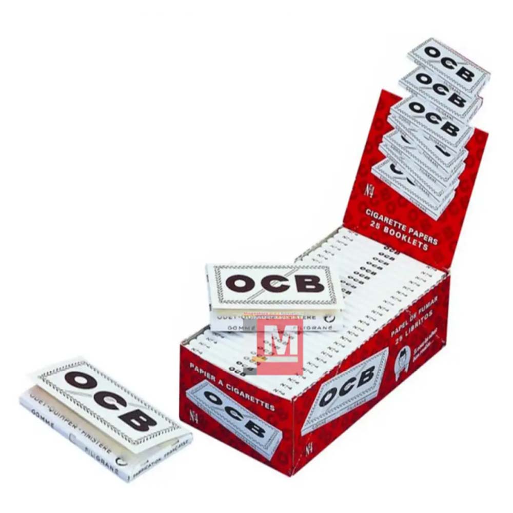 OCB Blanc Courtes Feuilles à rouler Double White boîte présentoir de 25 carnets doubles