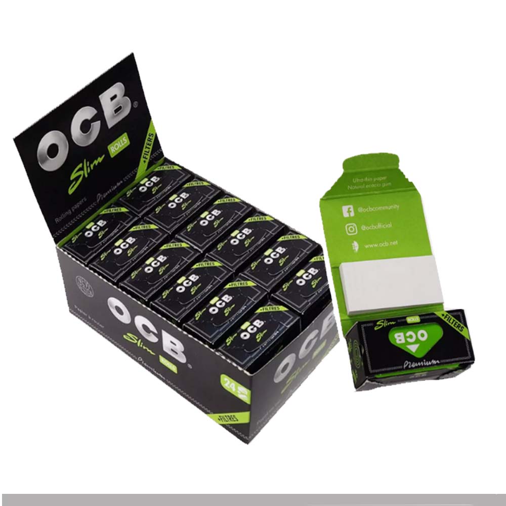 OCB Premium Rouleau 4m Feuilles + Filtres boîte présentoir de 24 rolls