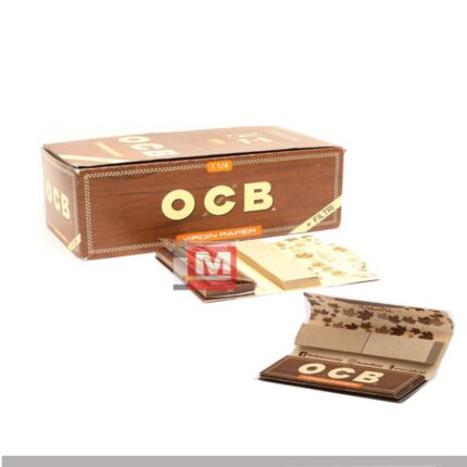 OCB Brun Virgin 1 1/4 Feuilles + Filtres boîte présentoir de 24 carnets unbleached