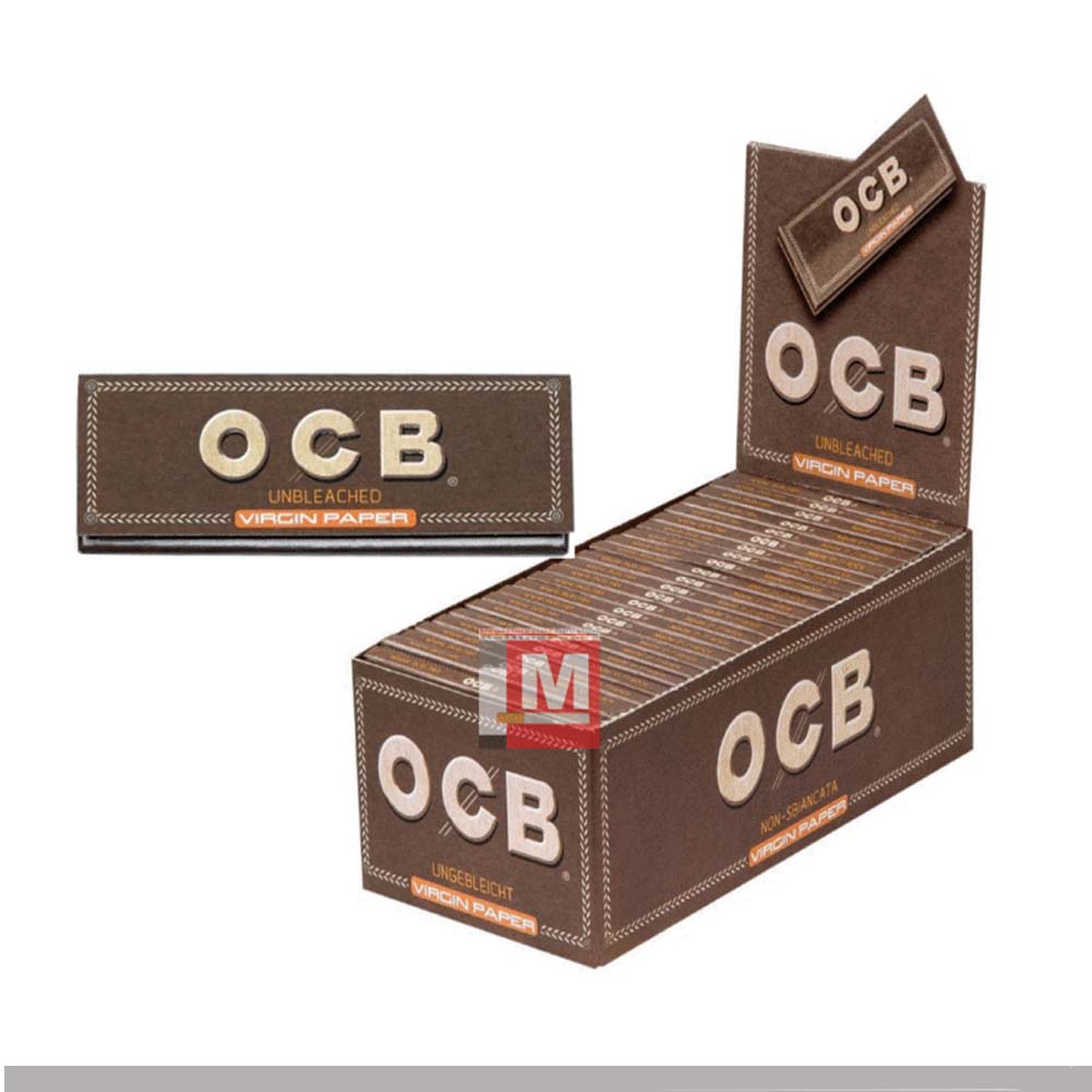 OCB Brun Virgin Courtes Feuilles à rouler boîte présentoir de 50 carnets unbleached
