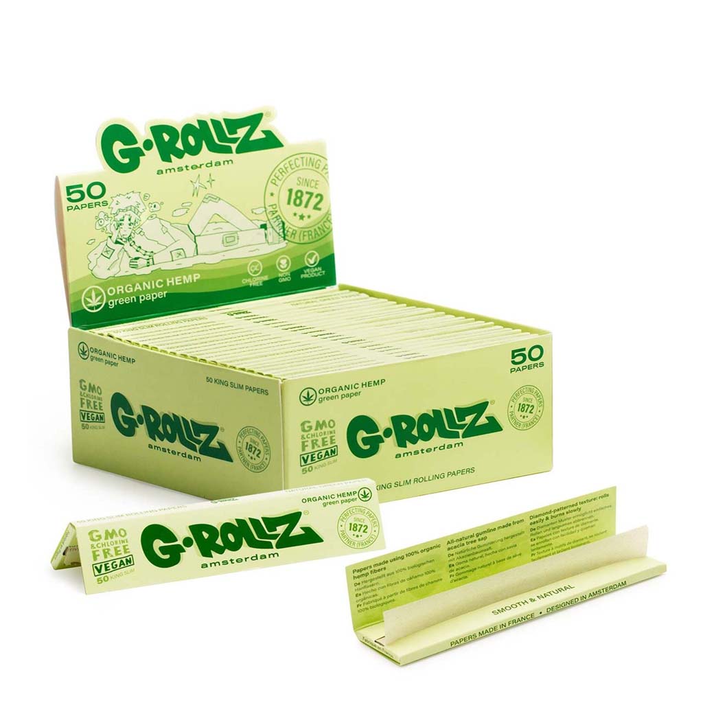 Cartine G-Rollz in Canapa Biologica Lunghe King Size Slim 50 Libretti Originali