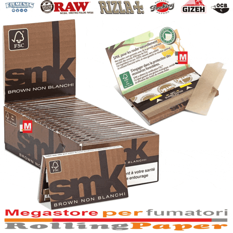Smoking SMK Braun Regular Zigarettenpapier Box Doppelfenster 25 Heftchen