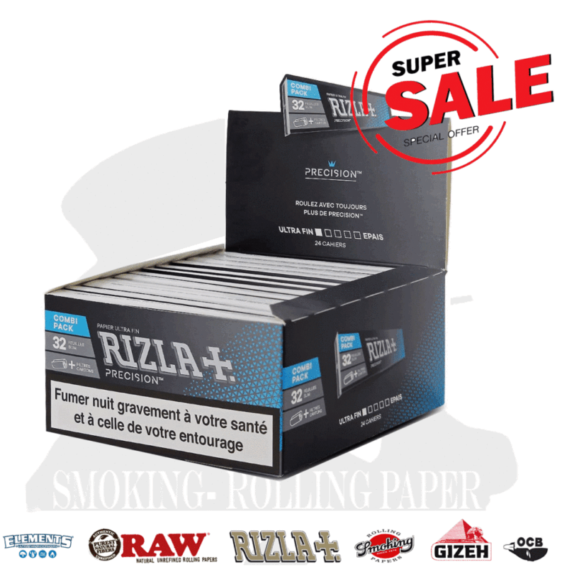 Rizla Precision King Size Slim Feuilles + Filtres boîte présentoir de 24 carnets ultra sottili