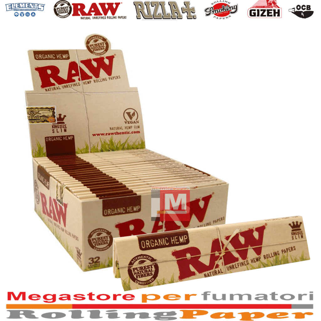 RAW Organic Bio-Hanf Regular Wide Zigarettenpapier Box 50 Heftchen