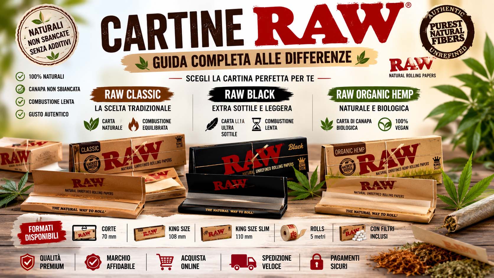 Cartine RAW guida completa alle differenze tra Classic Black e Organic Hemp