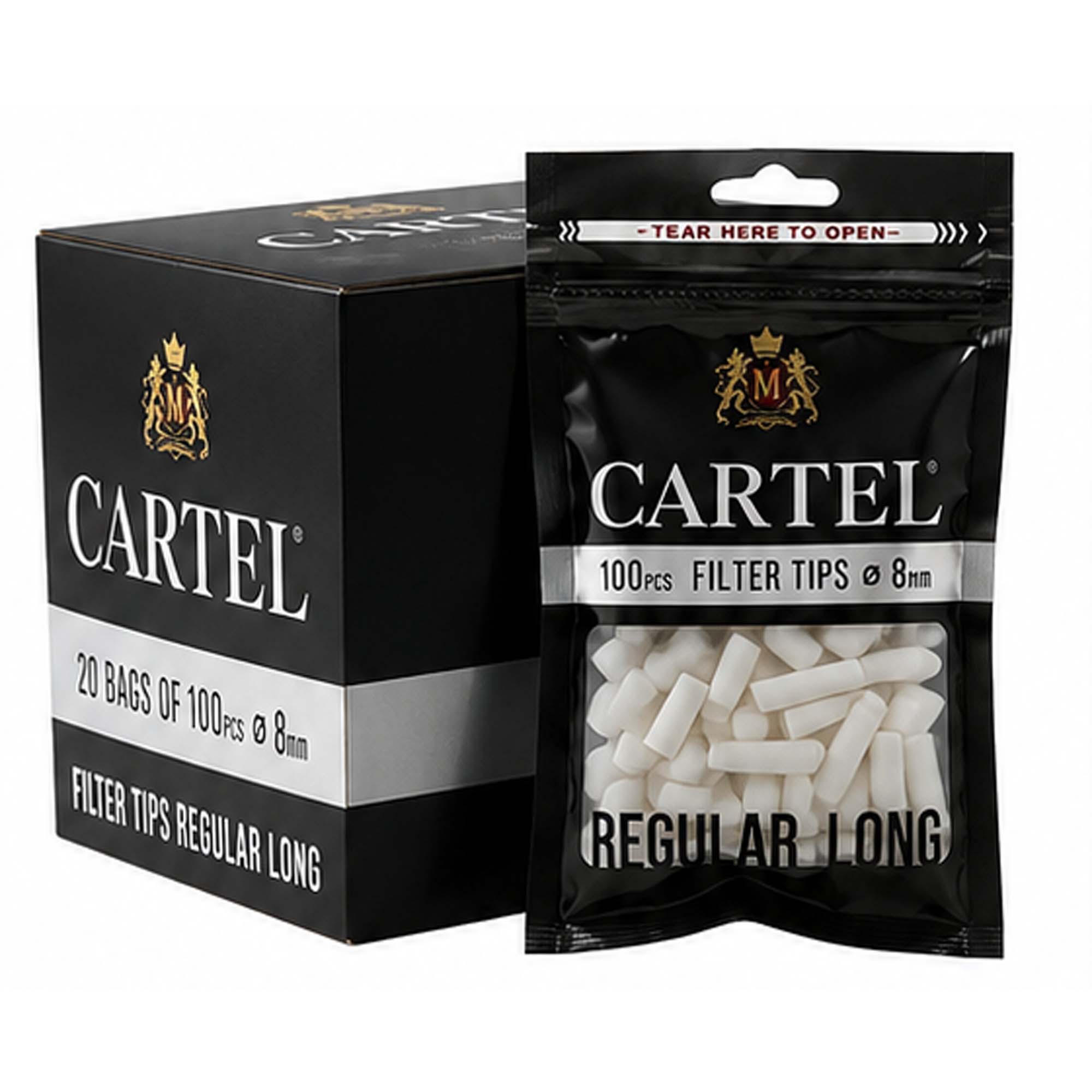 Filtri Cartel Lungo Regular 8mm 22mm Size Long Busta 20 Bustine Da 100 Filtrini