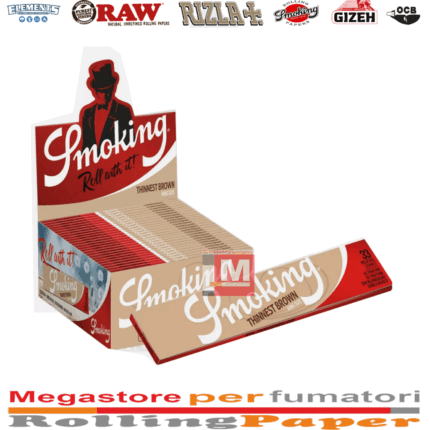 Smoking Thinnest Brun King Size Slim Feuilles + Filtres boîte présentoir de 24 carnets unbleached ultra thin
