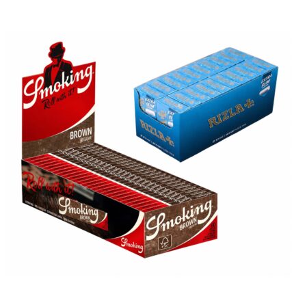 Smoking Marroni Cartine Corte 50 Libretti + Rizla Filtri Ultra Slim 5,7mm Bundle