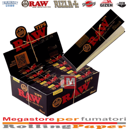 RAW Noir Filtres en Carton Slim Tips Unbleached boîte présentoir de 50 carnets de 50 tips marrons non blanchis