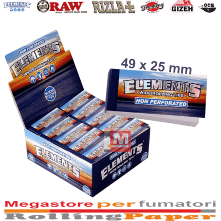 Elements Wide Filtres en Carton King Size Tips No Perforated boîte présentoir de 50 carnets de 50 tips