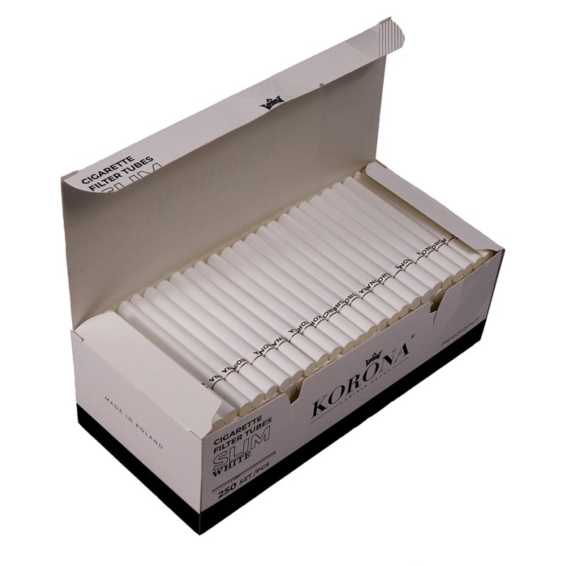 Korona Slim White Tubetti Vuoti 6,8 mm Per Tabacco | Box 250 Sigarette2