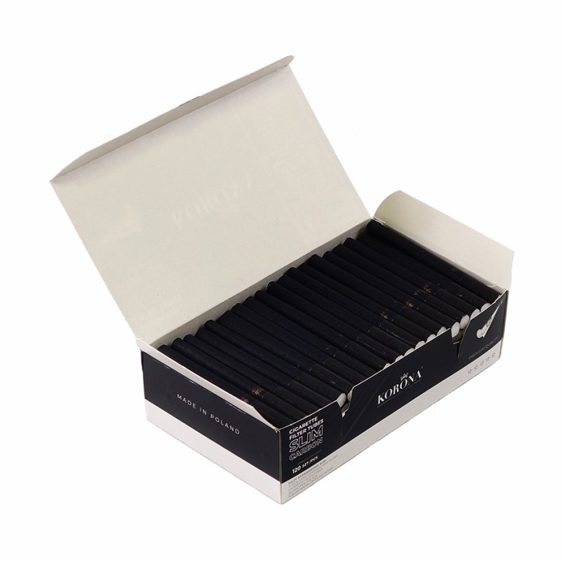 Korona Tubetti Slim Carbon 6.8mm | Box da 120 Sigarette Vuote Nere 2
