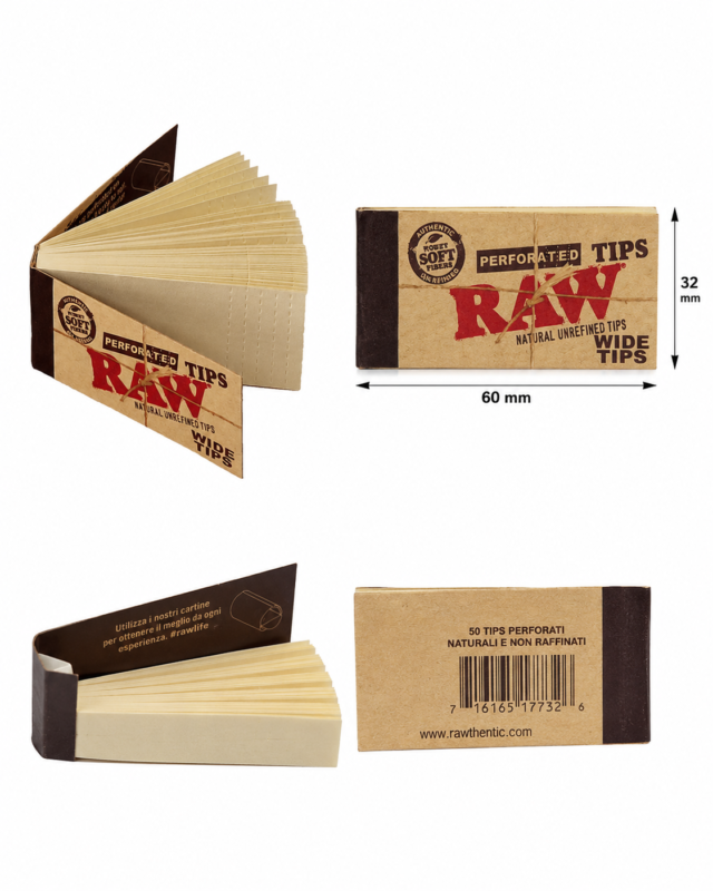 Filtri in Carta RAW Wide Tips Perforati | Box da 50 Blocchetti
