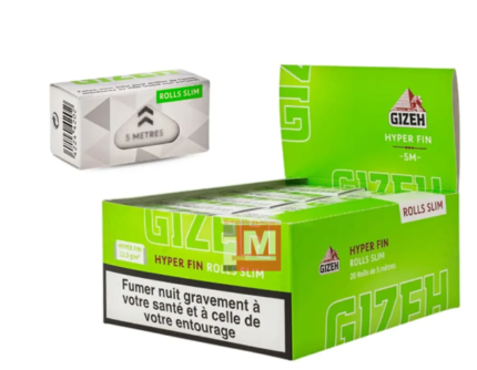 Gizeh Hyper Fin Rouleau 5m boîte présentoir de 20 rolls ultra thin