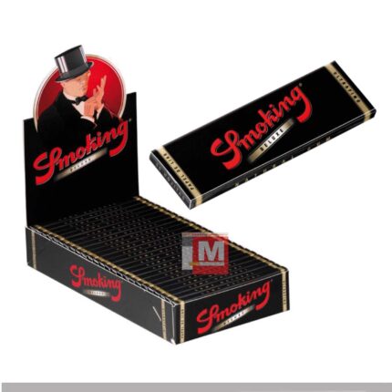 Smoking Noir Deluxe 1 1/4 Medium Feuilles à rouler Black boîte présentoir de 25 carnets