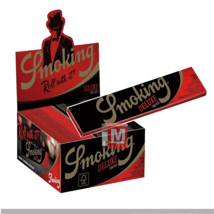 Smoking Noir Deluxe King Size Slim Feuilles à rouler Black boîte présentoir de 50 carnets