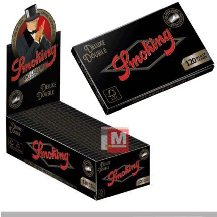 Smoking Noir Courtes Feuilles à rouler Deluxe Double boîte présentoir de 25 carnets