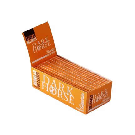 Dark Horse Lakritz Kurze Blättchen Reguläres Zigarettenpapier Display Box mit 50 Heften braunem Papier mit Lakritzgeschmack