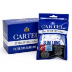 Cartel Classic Filtres Slim Long 6mm en Acétate Extra Long boîte présentoir de 30 sachets de 100 filtres blancs allongés 22mm