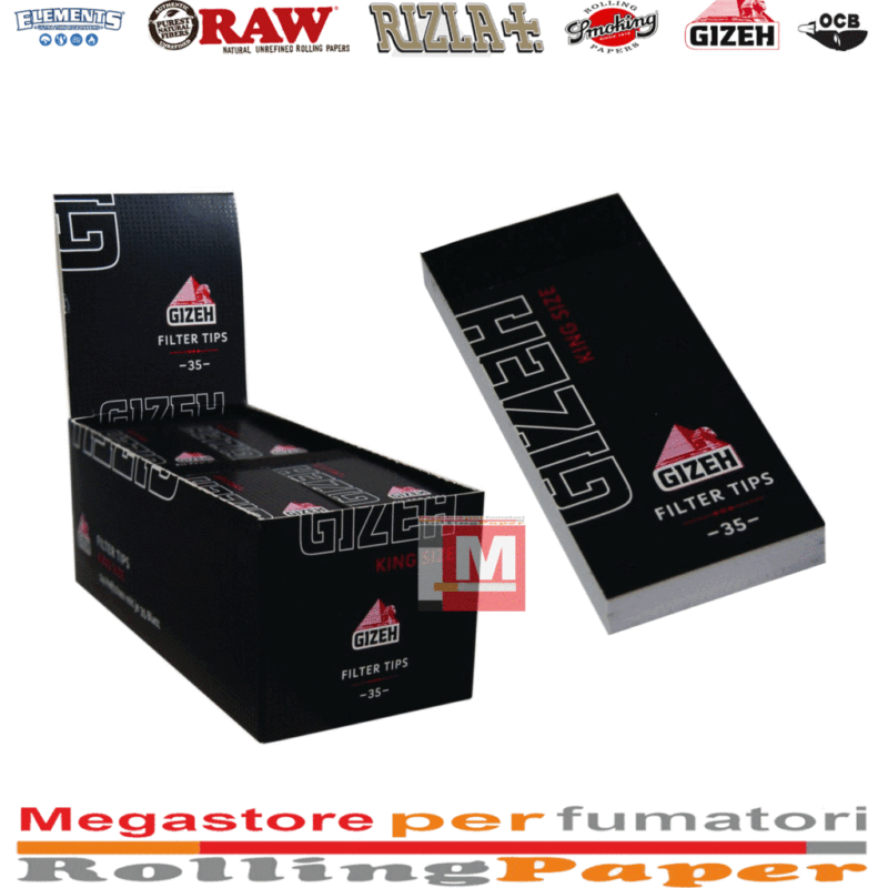 Gizeh Noir Filtres en Carton Regular Tips boîte présentoir de 24 carnets de 50 tips noirs