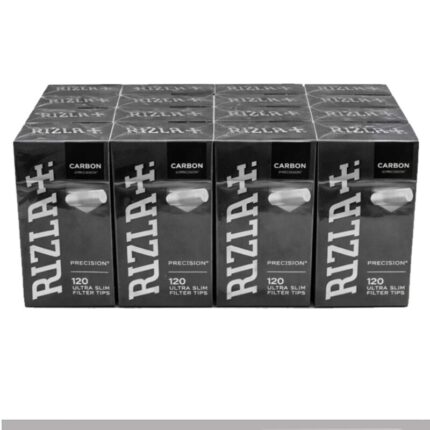 Rizla Carbon Filtres Ultra Slim 5.7mm au Charbon Actif boîte présentoir de 20 sachets de filtres noirs au charbon