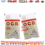 OCB Eco Filtres Slim 6mm Biodégradables Virgin boîte présentoir de 20 sachets de 120 filtres marrons non blanchis