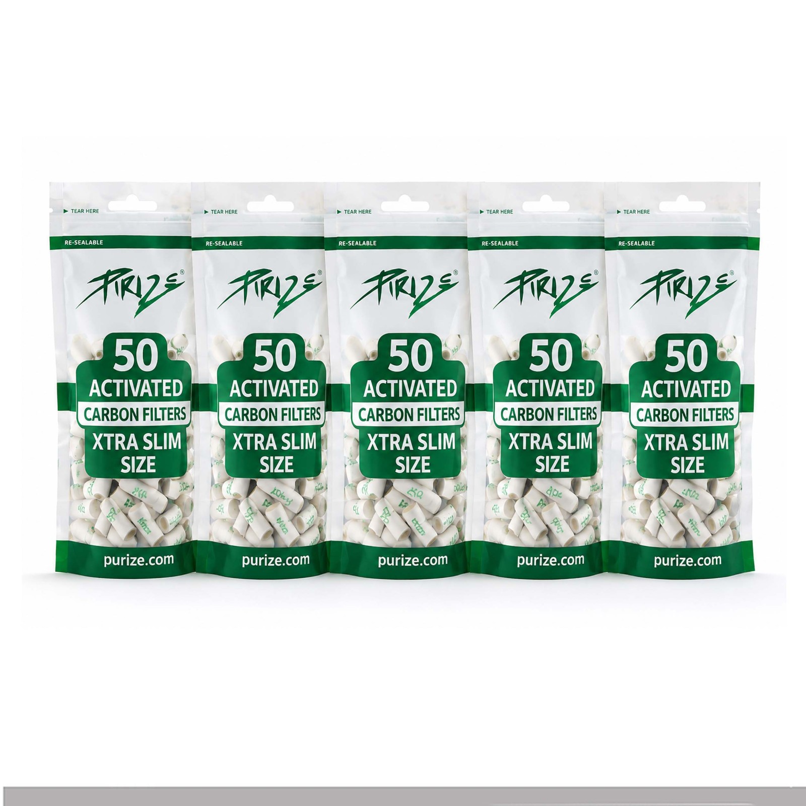 Purize White Filtres Extra Slim 5.9mm au Charbon Actif sachet de 250 filtres blancs avec embouts céramique