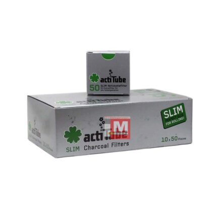 actiTube Slim 7mm Filtres au Charbon Actif boîte présentoir de 10 paquets de 50 filtres marrons embouts céramique