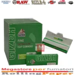 Alt Text για την εικόνα του κουτιού (Box / Pack): Gizeh Green Extra Slim Courtes Feuilles à rouler boîte présentoir de 50 carnets à coins coupés avec fermeture magnétique Title εικόνας: gizeh-green-extra-slim-courtes-feuilles-a-rouler-boite-50-carnets Caption (Λεζάντα εικόνας): Gizeh Green Extra Slim Courtes Feuilles à rouler – Boîte présentoir de 50 carnets contenant chacun 50 petites feuilles fines ultra-étroites à coins coupés με μαγνητικό κλείσιμο.