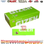 Gizeh Green Extra Slim Courtes Feuilles à rouler boîte présentoir de 50 carnets à coins coupés avec fermeture magnétique
