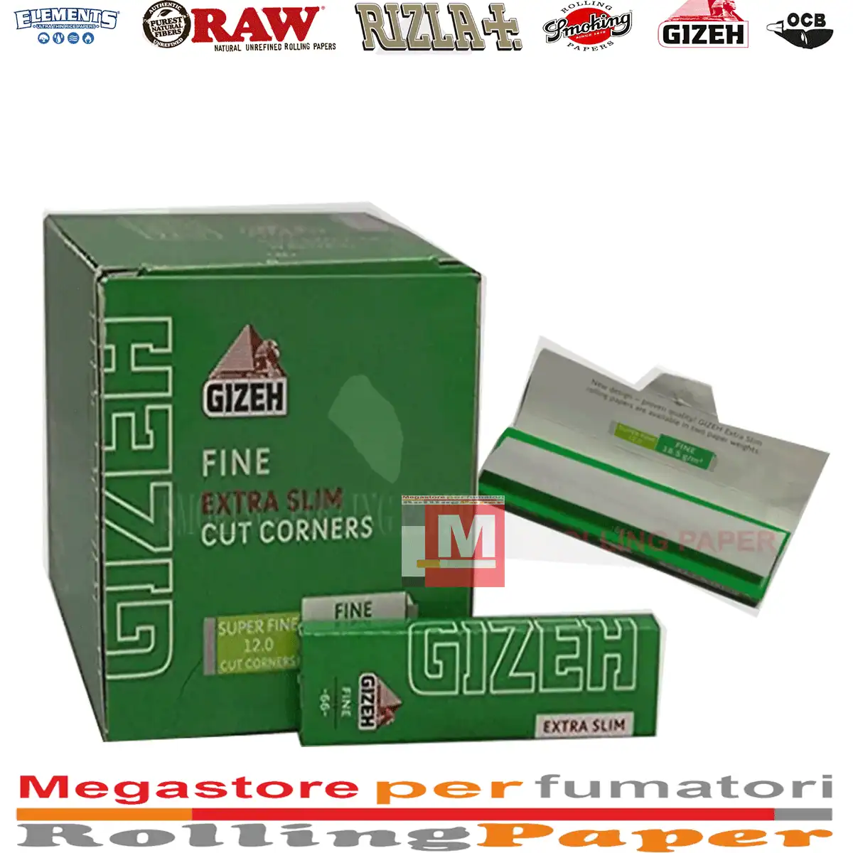 Alt Text για την εικόνα του κουτιού (Box / Pack): Gizeh Green Extra Slim Courtes Feuilles à rouler boîte présentoir de 50 carnets à coins coupés avec fermeture magnétique Title εικόνας: gizeh-green-extra-slim-courtes-feuilles-a-rouler-boite-50-carnets Caption (Λεζάντα εικόνας): Gizeh Green Extra Slim Courtes Feuilles à rouler – Boîte présentoir de 50 carnets contenant chacun 50 petites feuilles fines ultra-étroites à coins coupés με μαγνητικό κλείσιμο.