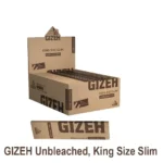 Gizeh Brune Unbleached King Size Slim Feuilles à rouler boîte présentoir de 50 carnets unbleached avec fermeture magnétique