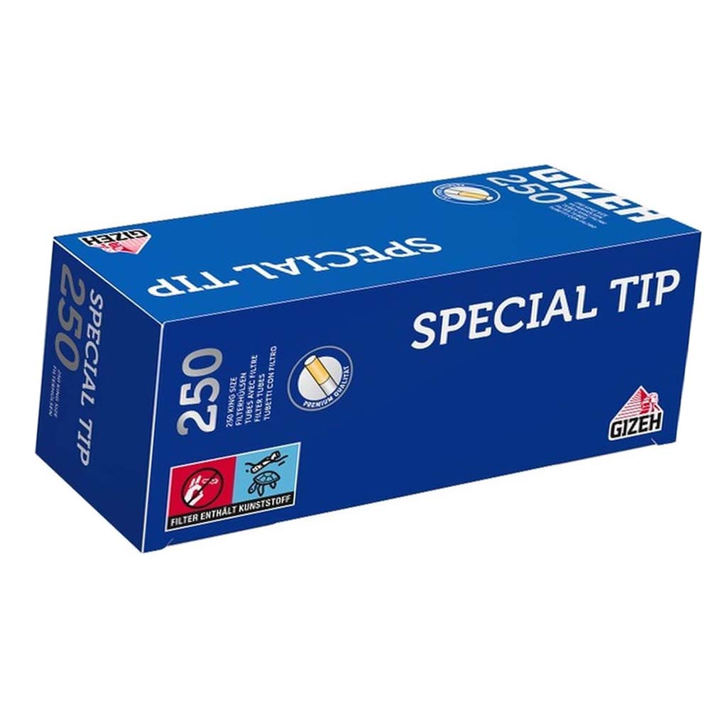 Gizeh Special Tip Tubes King Size 8mm pour cigarettes boîte de 250 tubes vides avec filtres standard