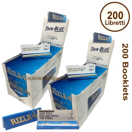 Due scatole intere di cartine Rizla Blu Corte formato regular da 100 libretti ciascuna